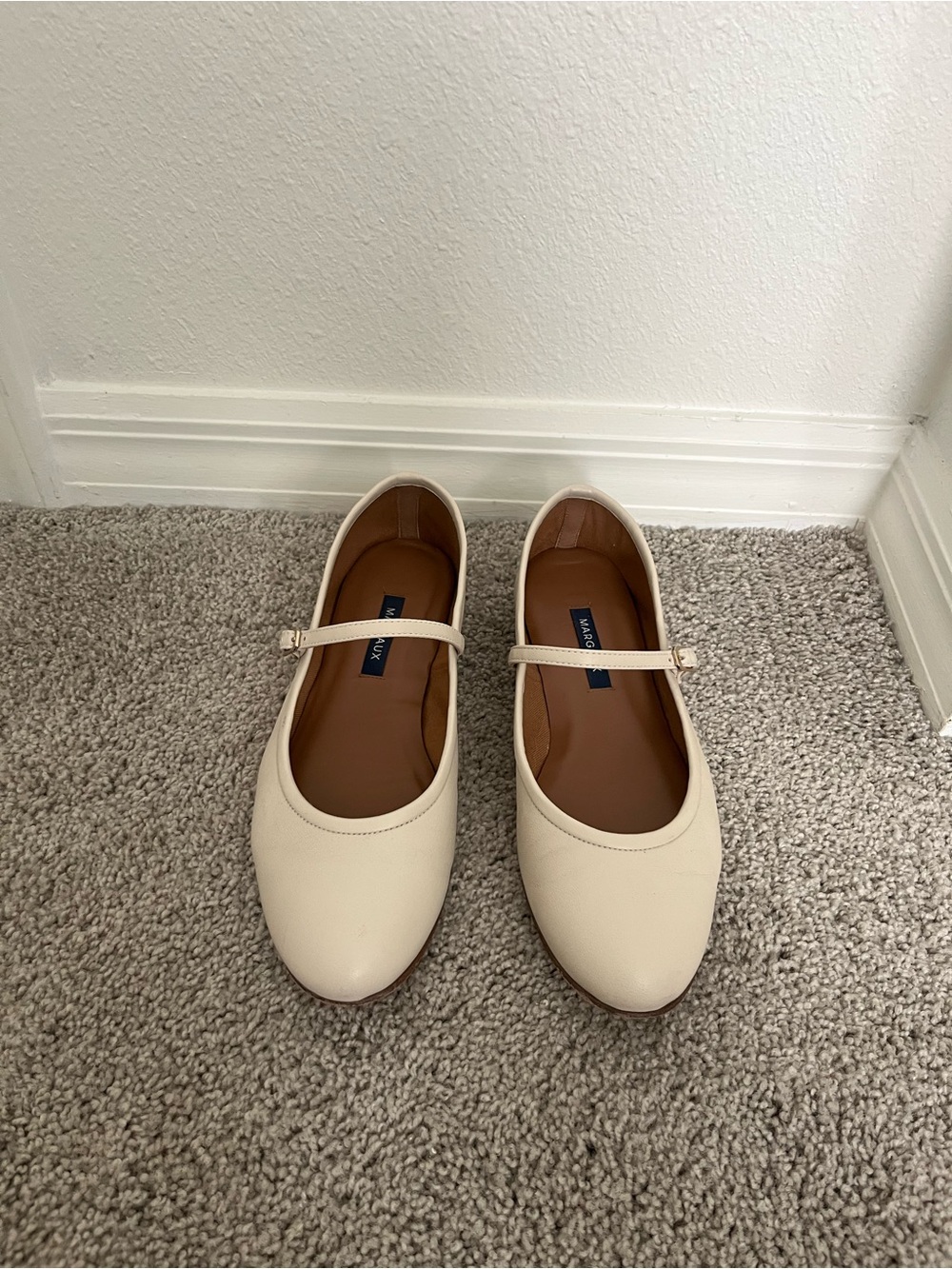 Margaux Cream Demi Jane Mary Jane Flats with Strap Size 8
